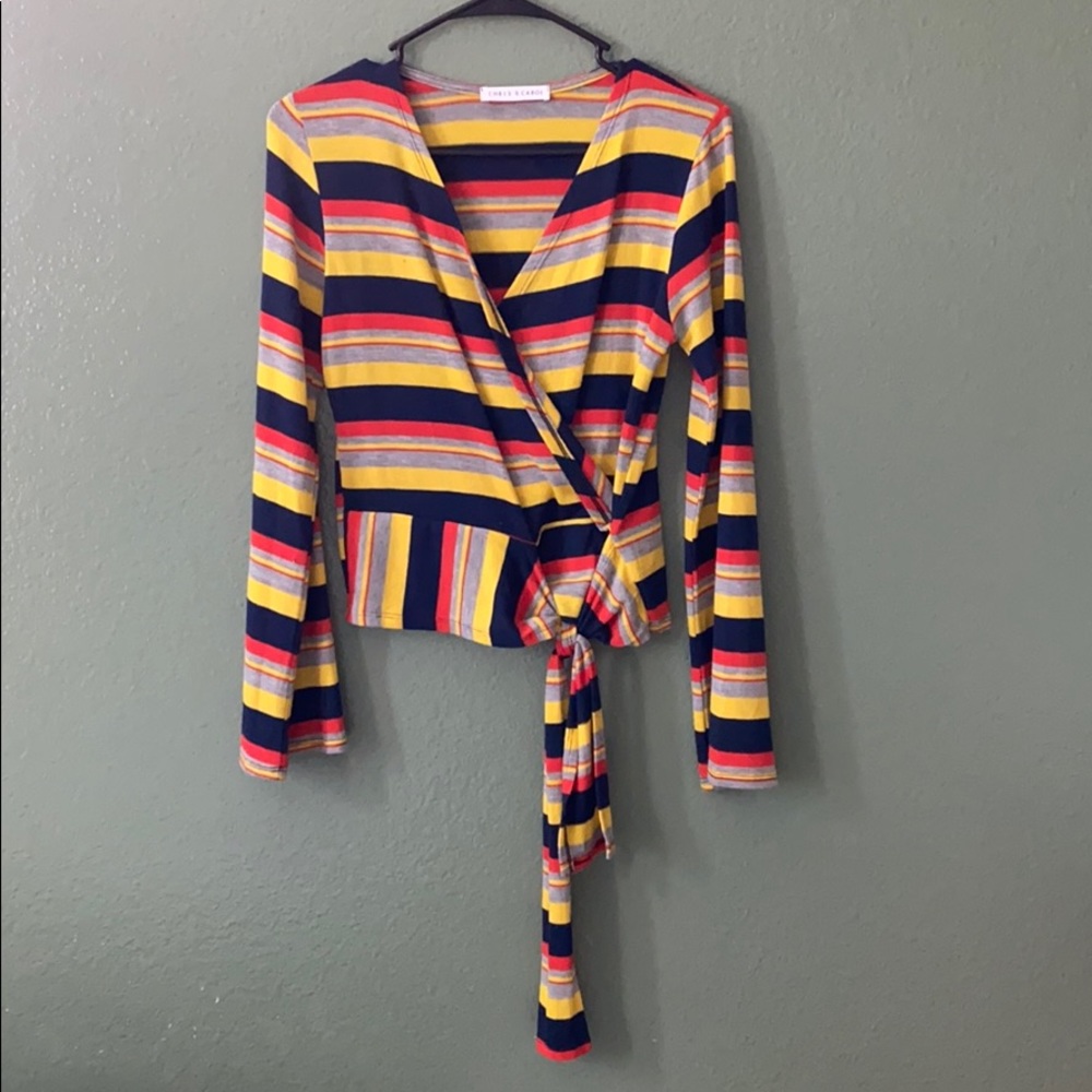 Striped wrap top